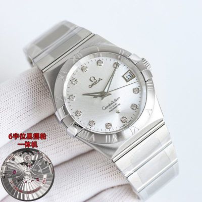 Omega Constellation Double Eagle 38mm White/Black Face Silver Strap Watch